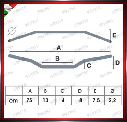 MANUBRIO ANODIZZATO ROSSO NAKED SCOOTER PIEGA BASSA 22 MM UNIVERSALE ALLUMINIO