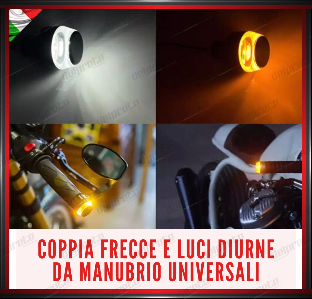 COPPIA FRECCE MOTO LED TERMINALE MANUBRIO CAFE RACER DIURNE FRECCIA UNIVERSALI