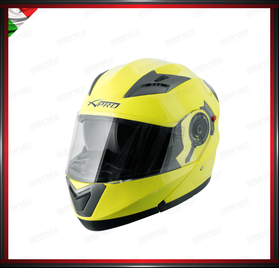 CASCO MODULARE MOTO DOPPIA VISIERA INTERNA PARASOLE FLUO OMOLOGATO ECE 22-05