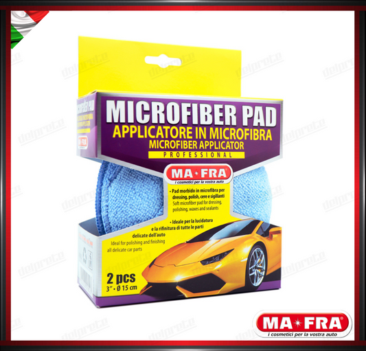 MAFRA - PAD MICROFIBER APPLICATORE POLISH CERA SPUGNA (CELESTE) KIT 2 PEZZI