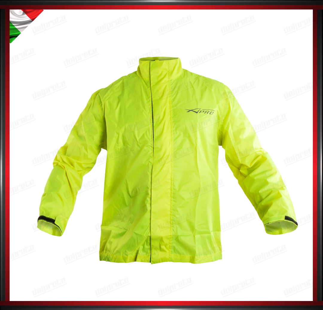 GIACCA MOTO 100% ANTIPIOGGIA ANTIACQUA ANTIVENTO IMPERMEABILE FLUO ALTA VISIBILITA