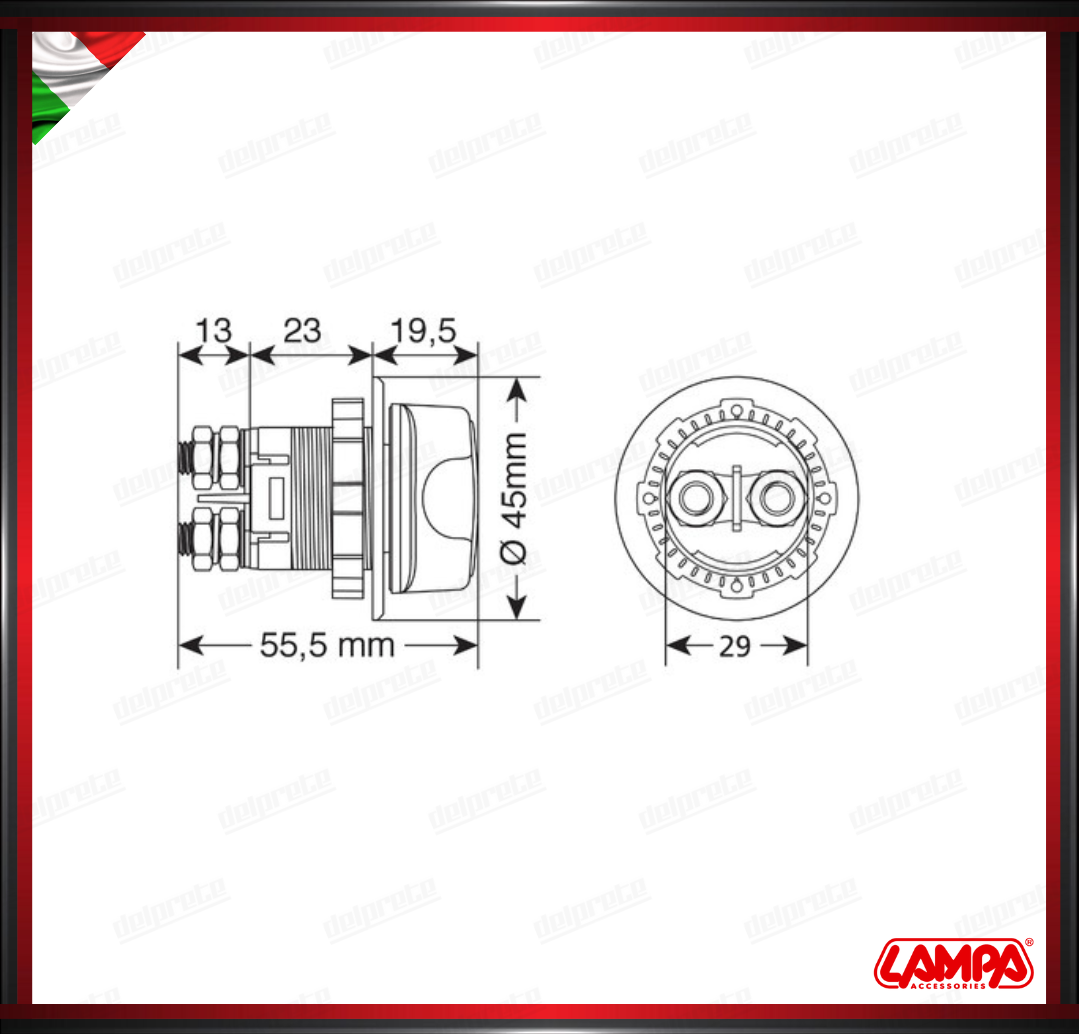 EXT-11 LAMPA INTERRUTTORE STACCA BATTERIA A 3 POSIZIONI - 12/32V IMPERMEABILE