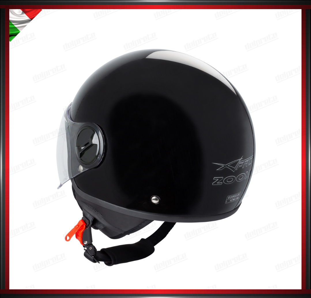 CASCO JET CITY MOTO SCOOTER NERO LUCIDO VISIERA SAGOMATA OMOLOGATO ECE 22-05