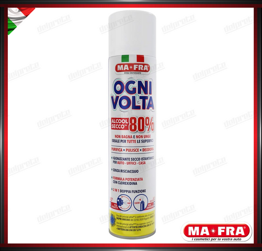 MAFRA - OGNI VOLTA SPRAY IGIENIZZANTE ALCOL SECCO PURIFICA PULISCE DEODORA 300ML