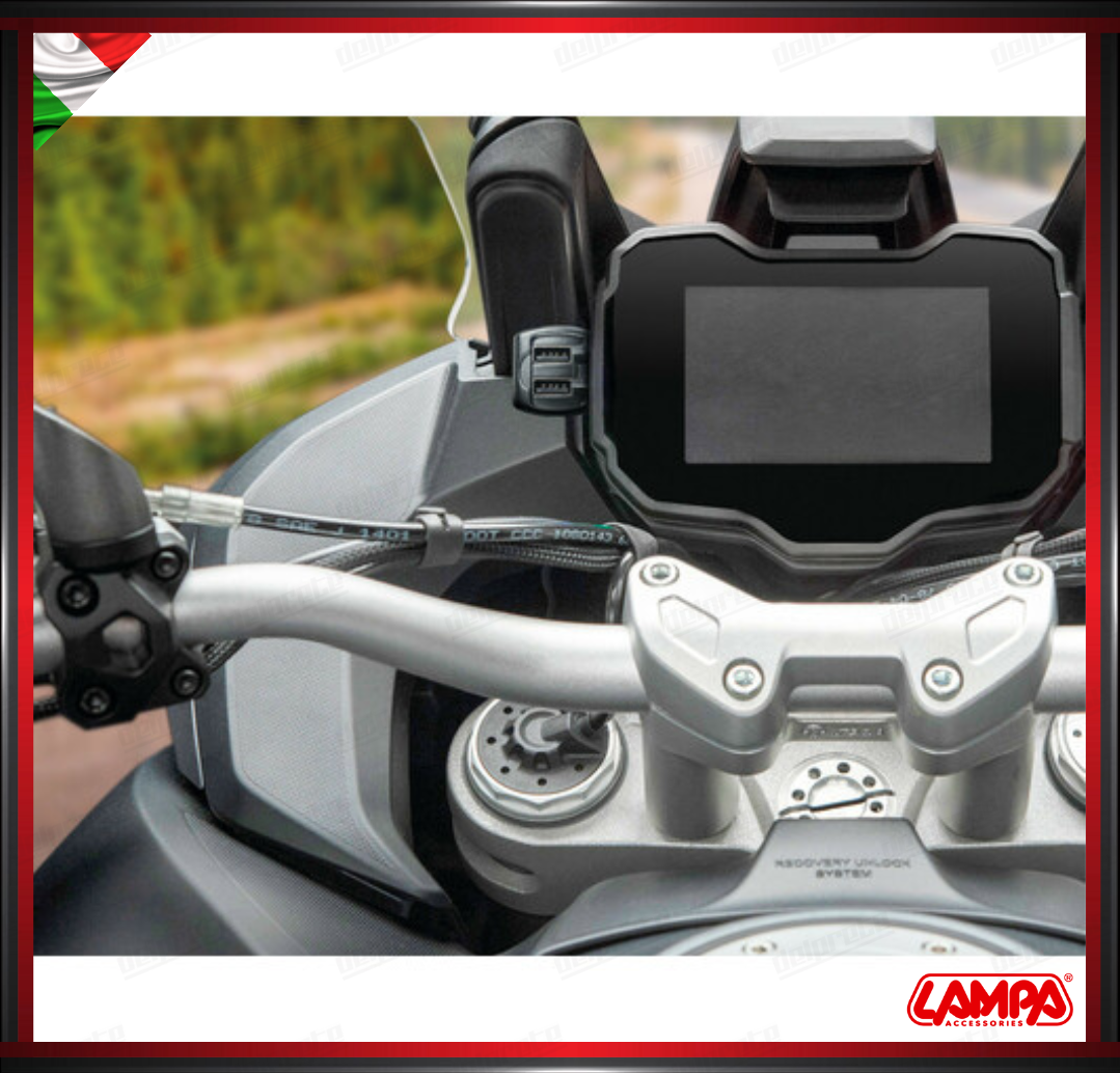 USB-FIX TREK 2 LAMPA DOPPIO CARICATORE USB MOTO MANUBRIO RESISTENTE ALL'ACQUA - 5400 MA ULTRA FAST CHARGE