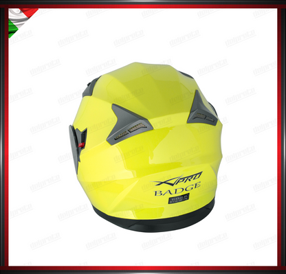 CASCO INTEGRALE GIALLO FLUO CON VISIERA INTERNA PARASOLE OMOLOGATO ECE 22-05