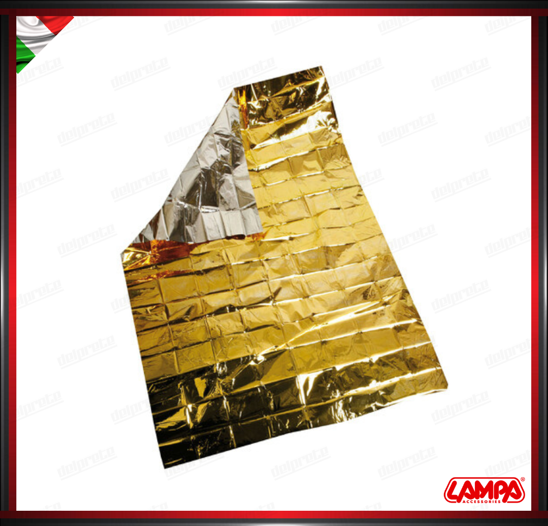 COPERTA ISOTERMICA ORO ARGENTO LAMPA  - 160x210 CM PROTEZIONE FREDDO E CALDO