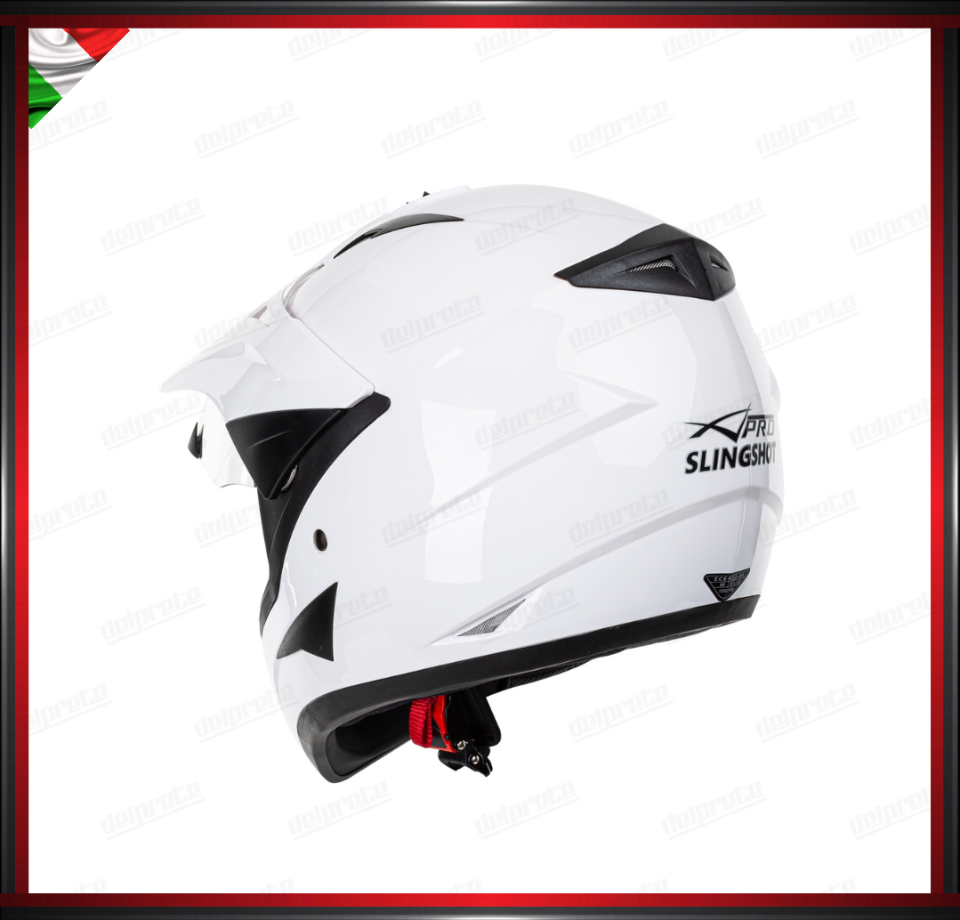 CASCO MOTO ENDURO CROSS BIANCO LUCIDO TRIAL ADVENTURE OFF ROAD OMOLOGATO ECE 22-05