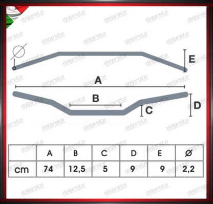 MANUBRIO ANODIZZATO ROSSO OFF ROAD CROSS PIEGA ALTA 22 MM UNIVERSALE ALLUMINIO