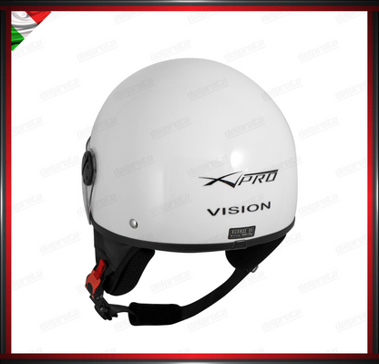 CASCO JET MOTO SCOOTER VISIERA LUNGA BIANCO LUCIDO OMOLOGATO ECE 22-05