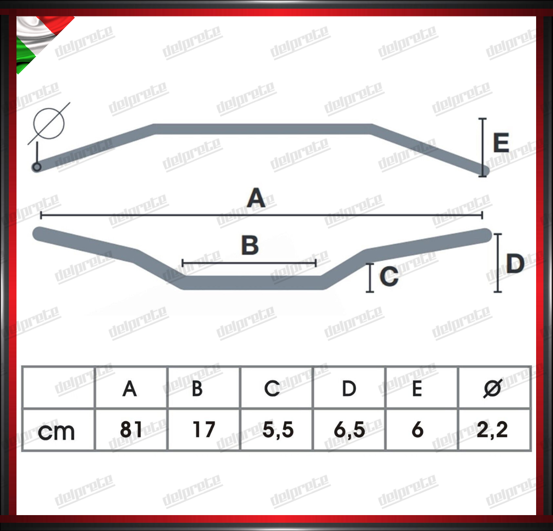 MANUBRIO ANODIZZATO ROSSO ATV OFF CROSS PIEGA BASSA 22 MM UNIVERSALE ALLUMINIO