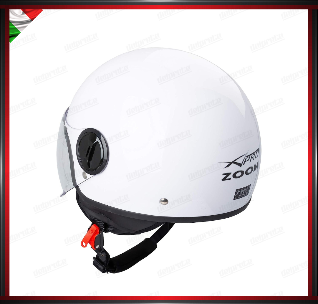 CASCO JET CITY MOTO SCOOTER BIANCO VISIERA SAGOMATA OMOLOGATO ECE 22-05