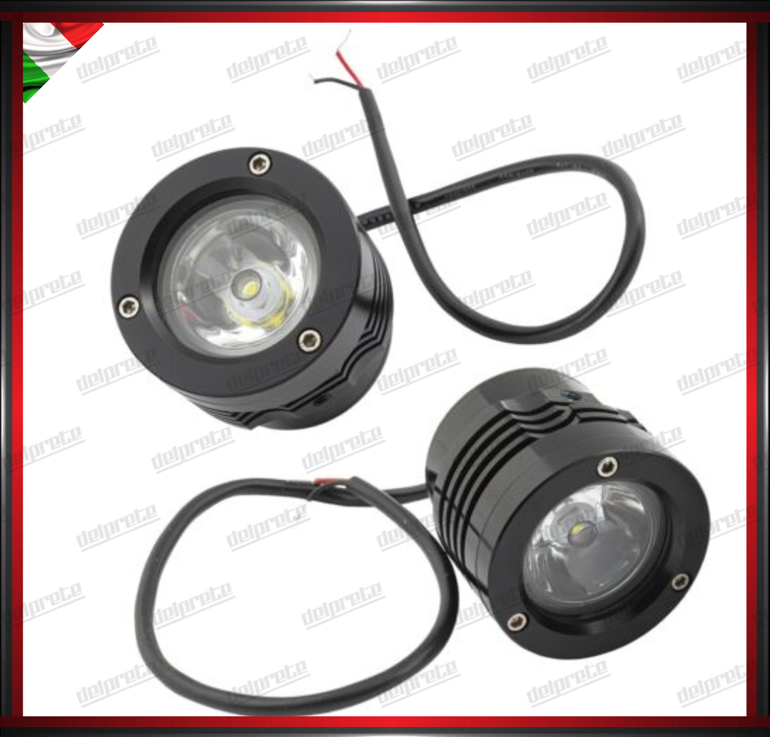 COPPIA FARI NERO SUPPLEMENTARI LED FARETTI FENDINEBBIA MOTO UNIVERSALI 50 WATT BIANCA