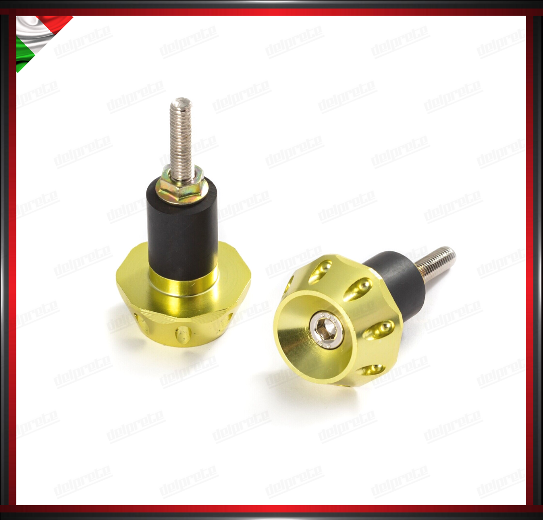 COPPIA CONTRAPPESI MANUBRIO 17MM ORO MOTO SCOOTER STABILIZZATORI BILANCIERI UNIVERSALI ALLUMINIO