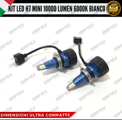 KIT FULL LED LAMPADE LED H7 MINI NO ERROR 6000K BIANCO 10000 LUMEN LM CANBUS