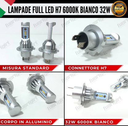 KIT LED H7 32W 8000 LUMEN 6000K BIANCO CANBUS LAMPADE LED CANBUS ULTRA COMPATTE