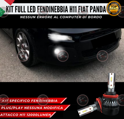 KIT FULL LED H11 6000K BIANCO 12000 LUMEN CANBUS FENDINEBBIA FIAT PANDA 3° SERIE