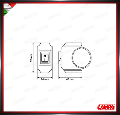 INTERRUTTORE ON OFF MANUBRIO UNIVERSALE MOTO IMPERMEABILE LAMPA - 12V 6A