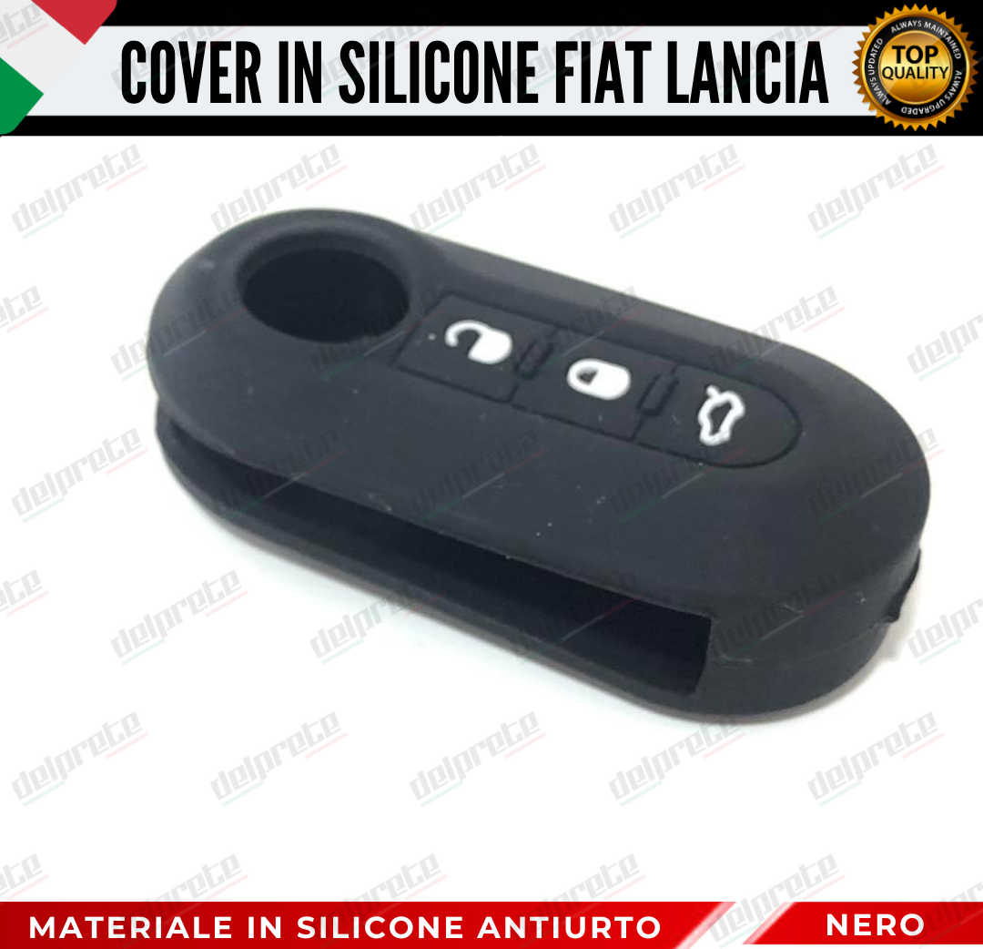 COVER GUSCIO CHIAVE SILICONE NERO 500 FIAT ABARTH LANCIA PUNTO PANDA BRAVO STILO