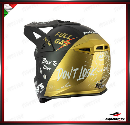 CASCO ENDURO CROSS - SWAPS S818 NERO ORO OPACO