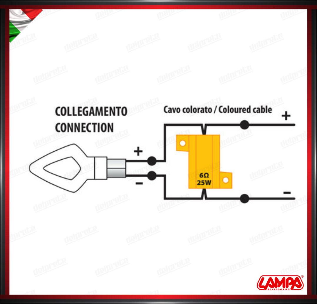 COPPIA RESISTENZE INDICATORI DI DIREZIONE FRECCE LAMPA CONNETTORI RAPIDI - 12V - 6 OHM - 25 W