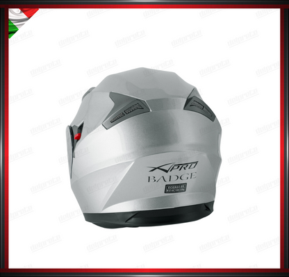 CASCO INTEGRALE GRIGIO ARGENTO CON VISIERA INTERNA PARASOLE OMOLOGATO ECE 22-05