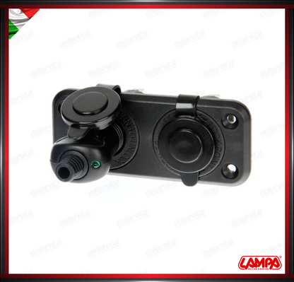 EXT-2 DOPPIA PRESA DI CORRENTE ACCENDISIGARI AD INCASSO LAMPA UNIVERSALE - 12/24V