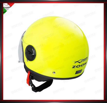 CASCO JET CITY MOTO SCOOTER GIALLO FLUO VISIERA SAGOMATA OMOLOGATO ECE 22-05