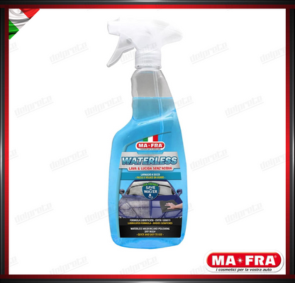 MAFRA - WATERLESS LAVA E LUCIDA SENZ'ACQUA LAVAGGIO A SECCO COMPLETO CARROZZERIA VETRI 750ML