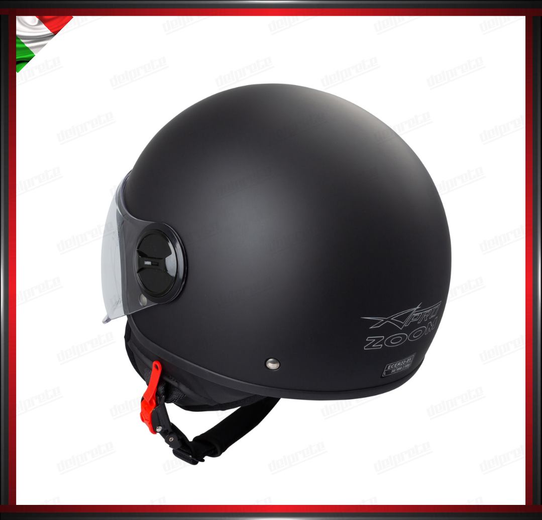 CASCO JET CITY MOTO SCOOTER NERO OPACO VISIERA SAGOMATA OMOLOGATO ECE 22-05