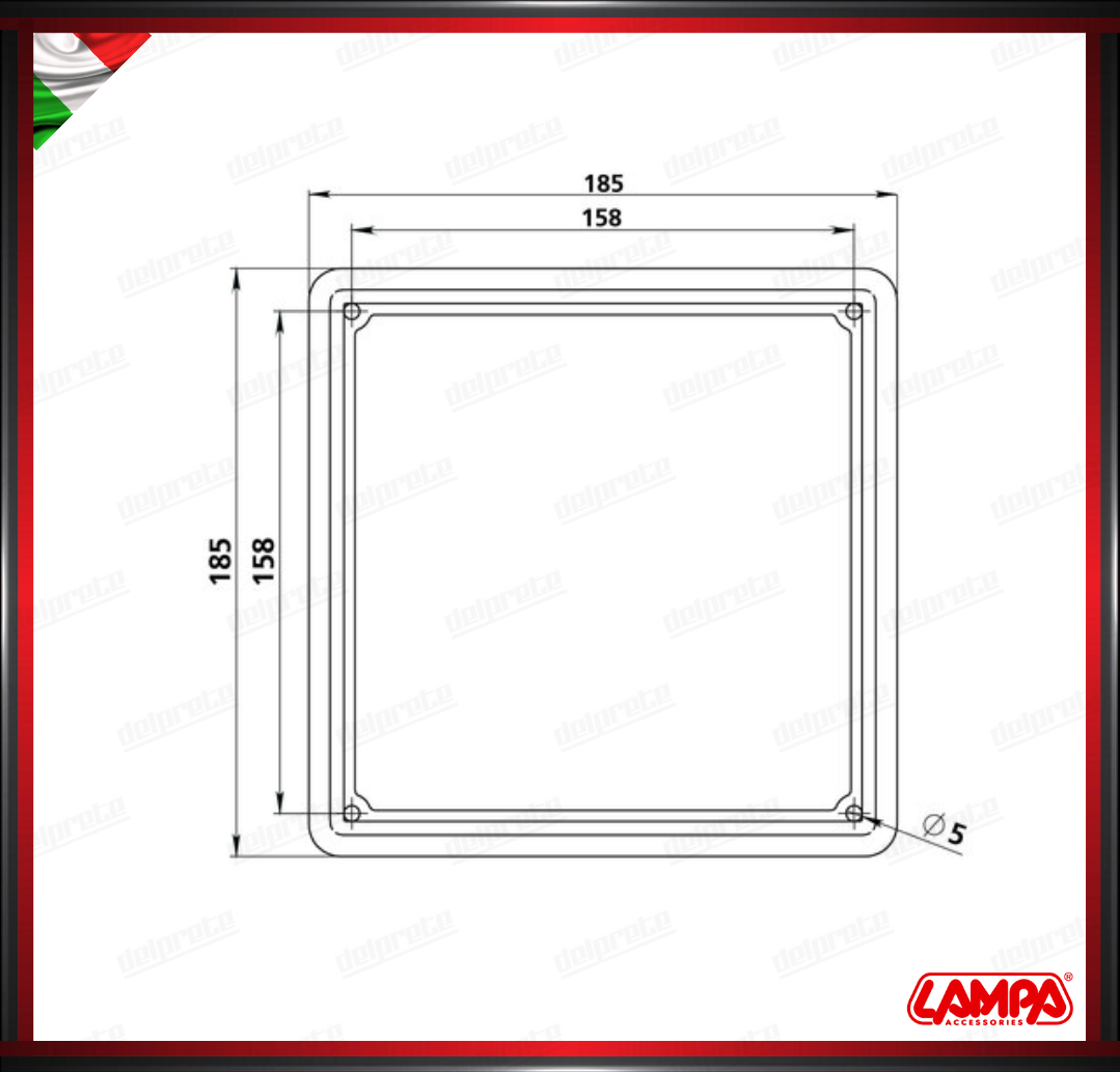 CORNICE TARGA IN ACCIAIO INOX LAMPA PER MOTO SCOOTER VESPA 185 X 185 MM