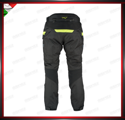 PANTALONI MOTO IN TESSUTO FLUO IMPERMEABILI CON TERMICA ESTRAIBILE PROTEZIONI CE