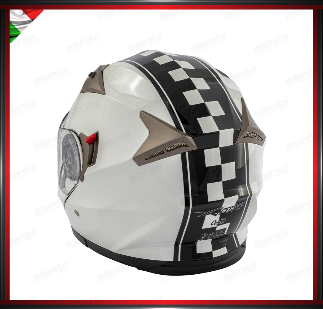 CASCO MODULARE DOPPIA VISIERA APRIBILE BIANCO CON GRAFICA OMOLOGATO ECE2205