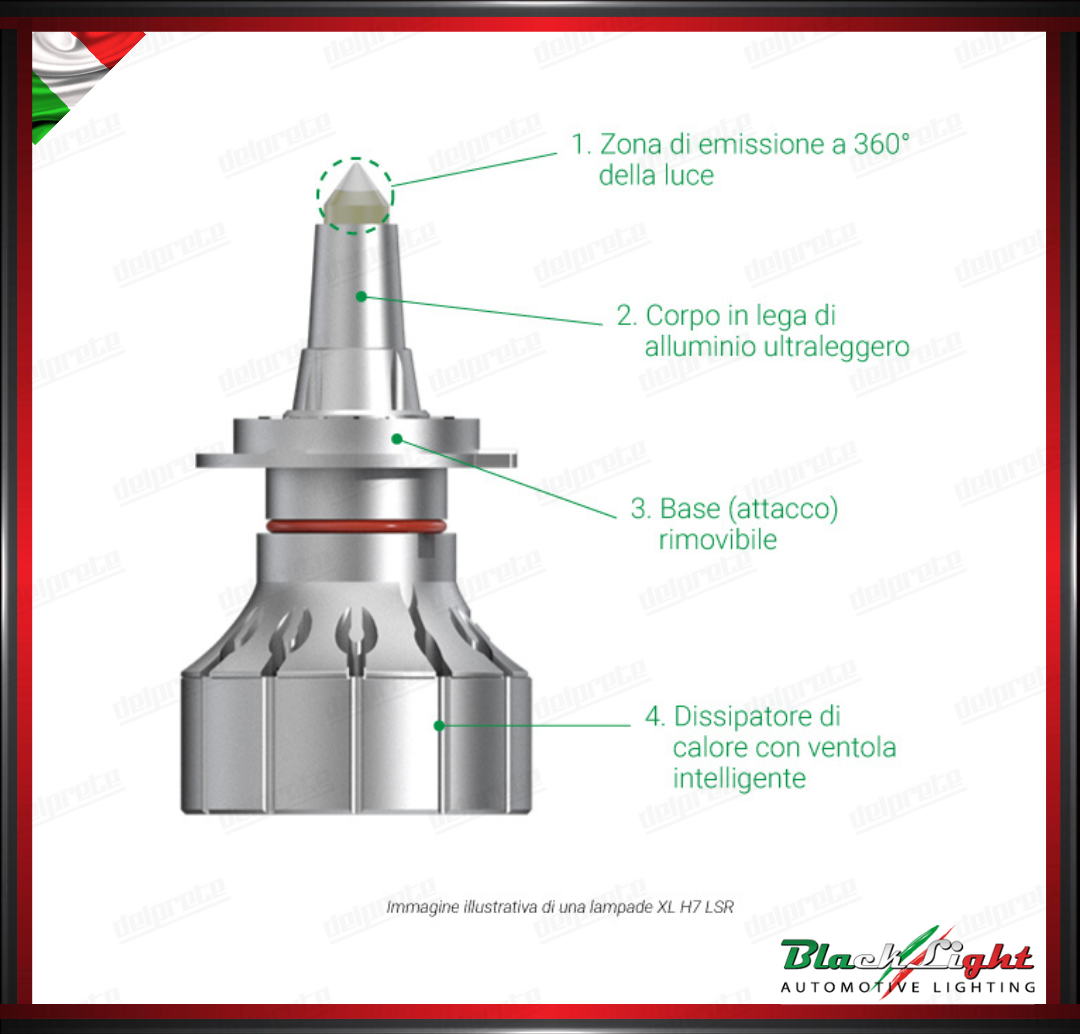KIT LED H7 12V 55W 19000 LUMEN 6500K FARO LENTICOLARE - BLACKLIGHT XL H7 LSR