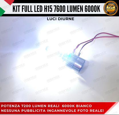 KIT LED H15 CANBUS LUCI DIURNE DRL + ABBAGLIANTI 7600 LUMEN CANBUS NO SPIA