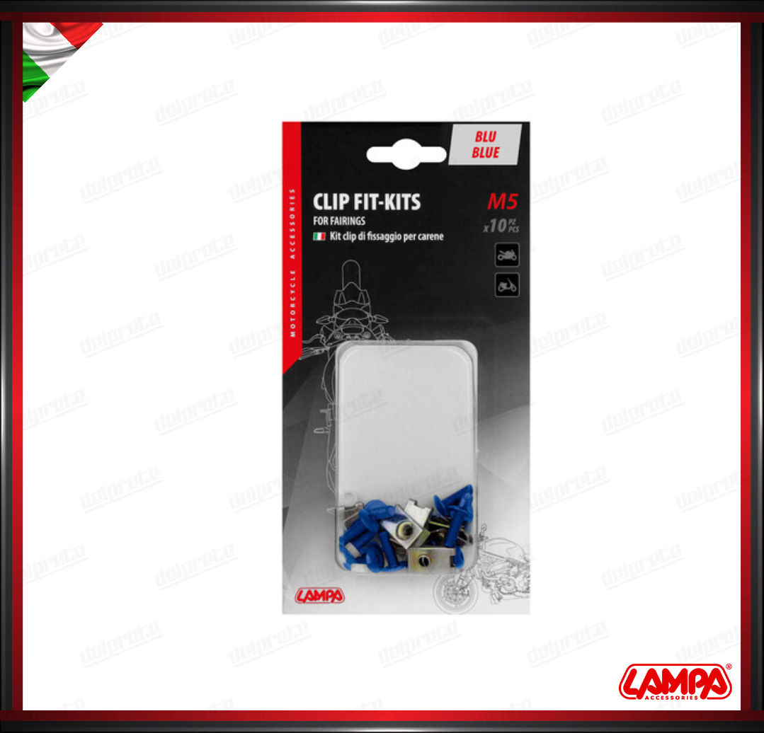 CLIP FIT-KITS VITERIA FISSAGGIO CARENE ( 5 MA ) SET 10PZ BLU VITI ANODIZZATE LAMPA