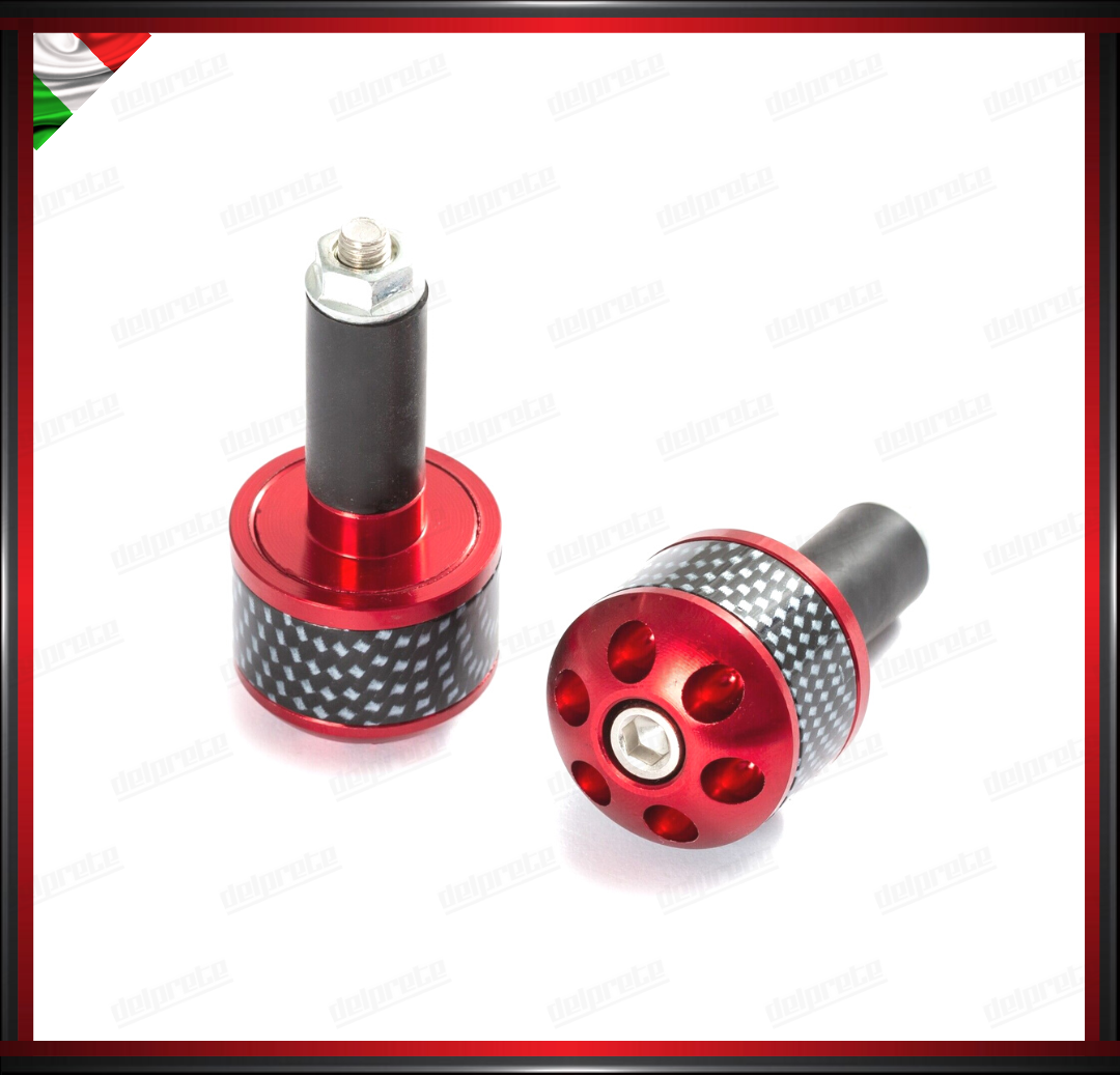 COPPIA CONTRAPPESI MANUBRIO 13MM ROSSO MOTO SCOOTER STABILIZZATORI BILANCIERI UNIVERSALI ALLUMINIO