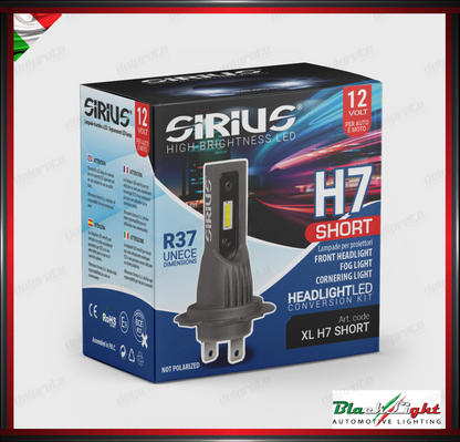 KIT LED H7 CORTA CHIP SEOUL SIRIUS 6000K 3400 LUMEN 12V AUTO MOTO - SERIE XL H7 SHORT