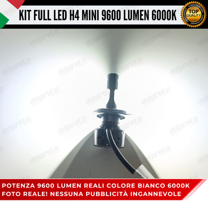 KIT LED H4 MINI FULL LED 6000K XENON CANBUS 9600 LUMEN REALI NO ERROR AUTO MOTO