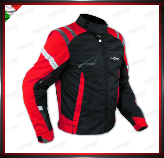 GIACCA MOTO ROSSO IN TESSUTO CORDURA INTERNO SFODERABILE PROTEZIONI CE ESTIVA