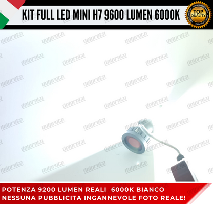 KIT LED H7 CANBUS 9600 LUMEN REALI 55W MINI SLIM PLUG AND PLAY 100% NO ERRORE