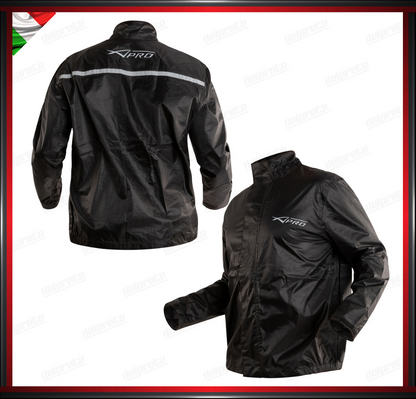 GIACCA MOTO 100% ANTIPIOGGIA ANTIACQUA ANTIVENTO IMPERMEABILE NERO CON CUSTODIA