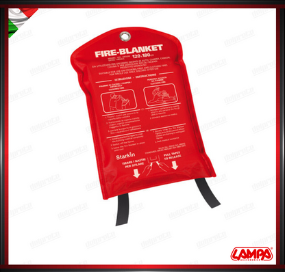 COPERTA IGNIFUGA SPEGNIFUOCO DI EMERGENZA LAMPA - 120X 180 OMOLOGATA DIN EN 1869:2001 (EN 1869:1997)