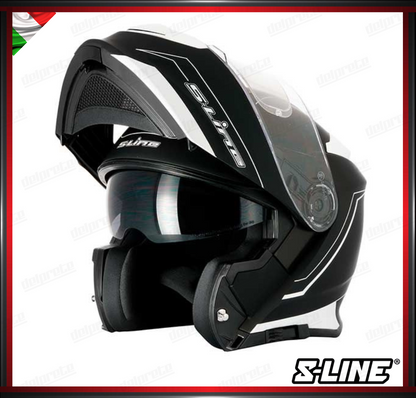 CASCO MODULARE - S-LINE DUAL FACE S550 NERO BIANCO OPACO + PINLOCK