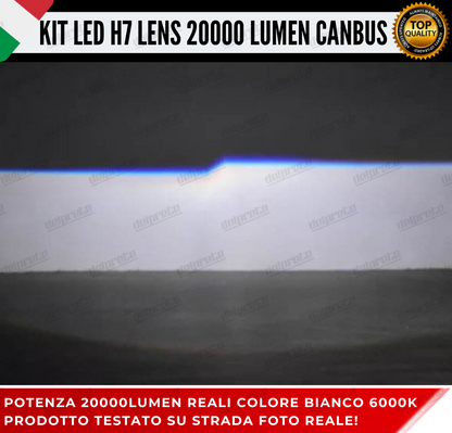 KIT LED H7 BI LED LENS LENTICOLARE 6000K BIANCO CANBUS 20000 LUMEN REALI CANBUS