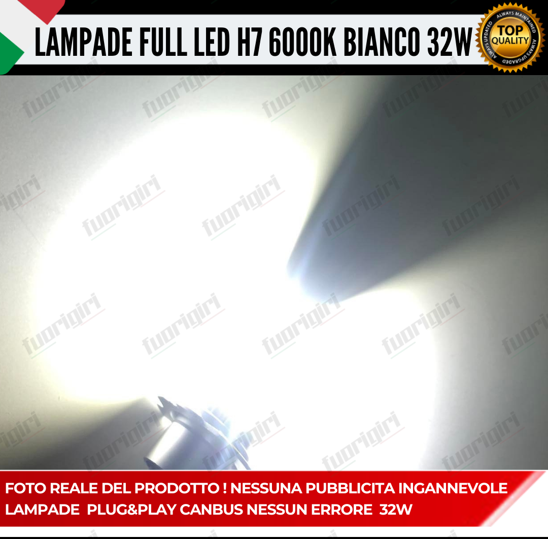 KIT LED H7 32W 8000 LUMEN 6000K BIANCO CANBUS LAMPADE LED CANBUS ULTRA COMPATTE