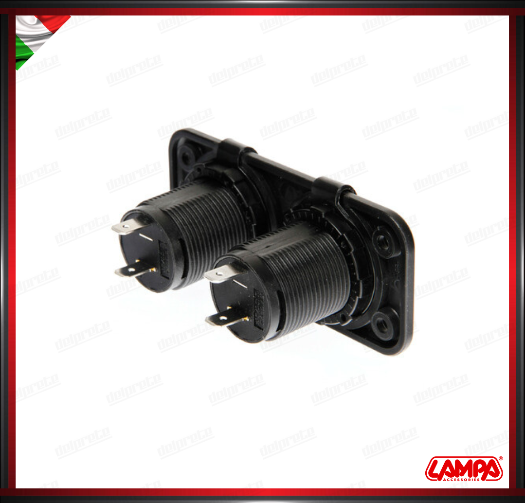 EXT-2 DOPPIA PRESA DI CORRENTE ACCENDISIGARI AD INCASSO LAMPA UNIVERSALE - 12/24V