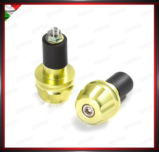 COPPIA CONTRAPPESI MANUBRIO 17MM ORO MOTO SCOOTER STABILIZZATORI BILANCIERI UNIVERSALI ALLUMINIO