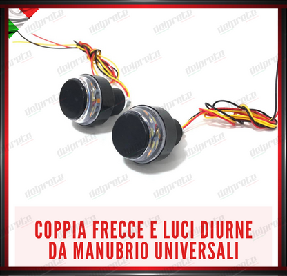 COPPIA FRECCE MOTO LED TERMINALE MANUBRIO CAFE RACER DIURNE FRECCIA UNIVERSALI