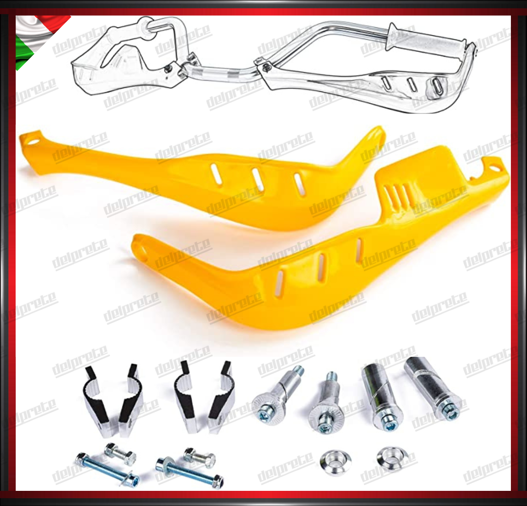 PARAMANI MOTO GIALLO ENDURO CROSS MOTARD ADVENTURE UNIVERSALI MANUBRIO ABS PLASTIC